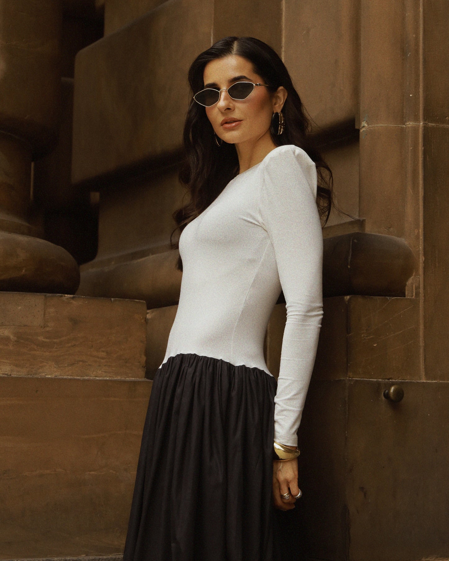 VESTIDO BICOLOR COM OMBREIRAS KRONNE