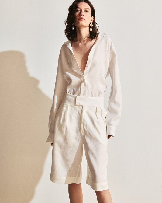 BERMUDA ALFAIATARIA RETA LINHO KRONNE