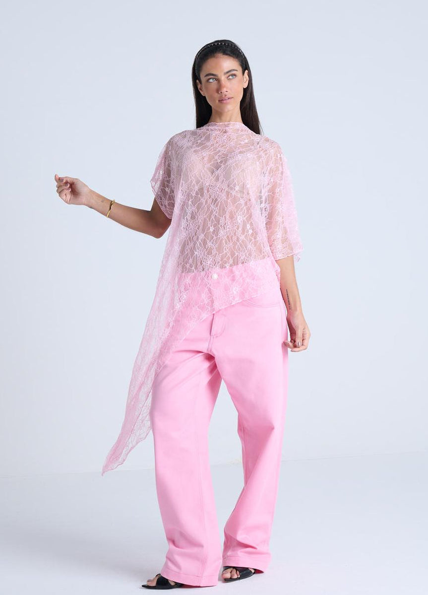 BLUSA ASSIMÉTRICA DE RENDA