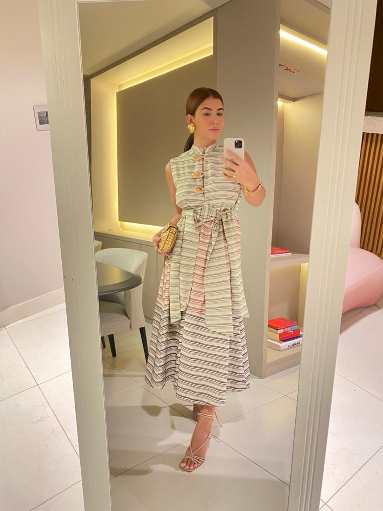 Vestido Linho com Faixa - Kronne