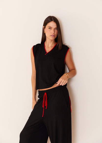 CONJUNTO BLUSA E CALÇA C/  VIÉS KRONNE