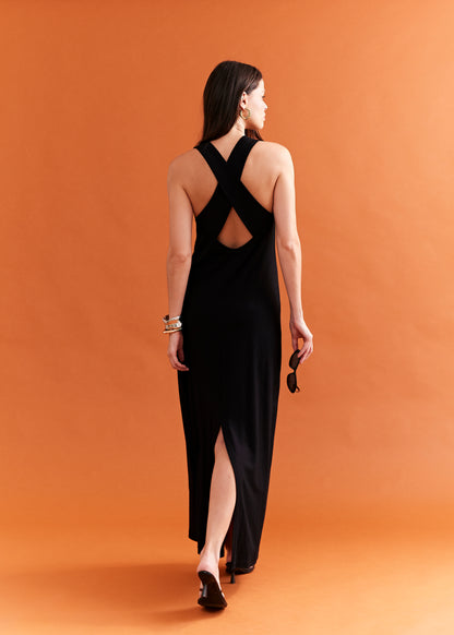 VESTIDO LONGO COM DECOTE NAS COSTAS