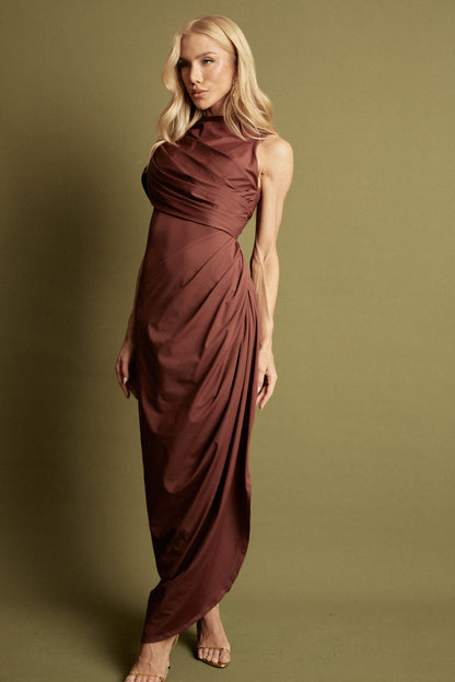 VESTIDO LONGO COM DRAPEADO KRONNE