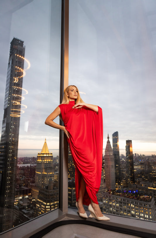 VESTIDO ASSIMÉTRICO DRAPEADO KRONNE