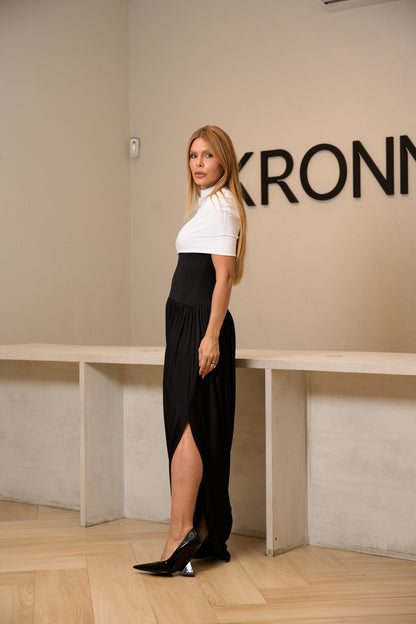 VESTIDO LONGO DRAPEADO KRONNE