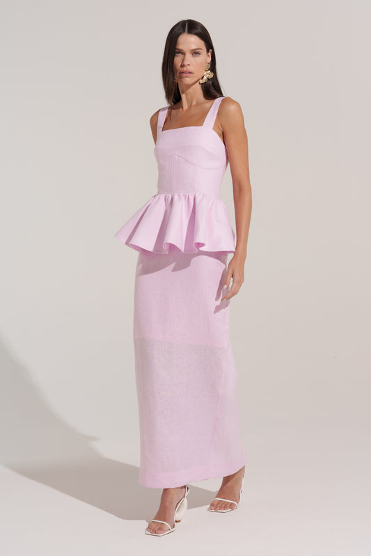 VESTIDO LONGO LINHO PEPLUM