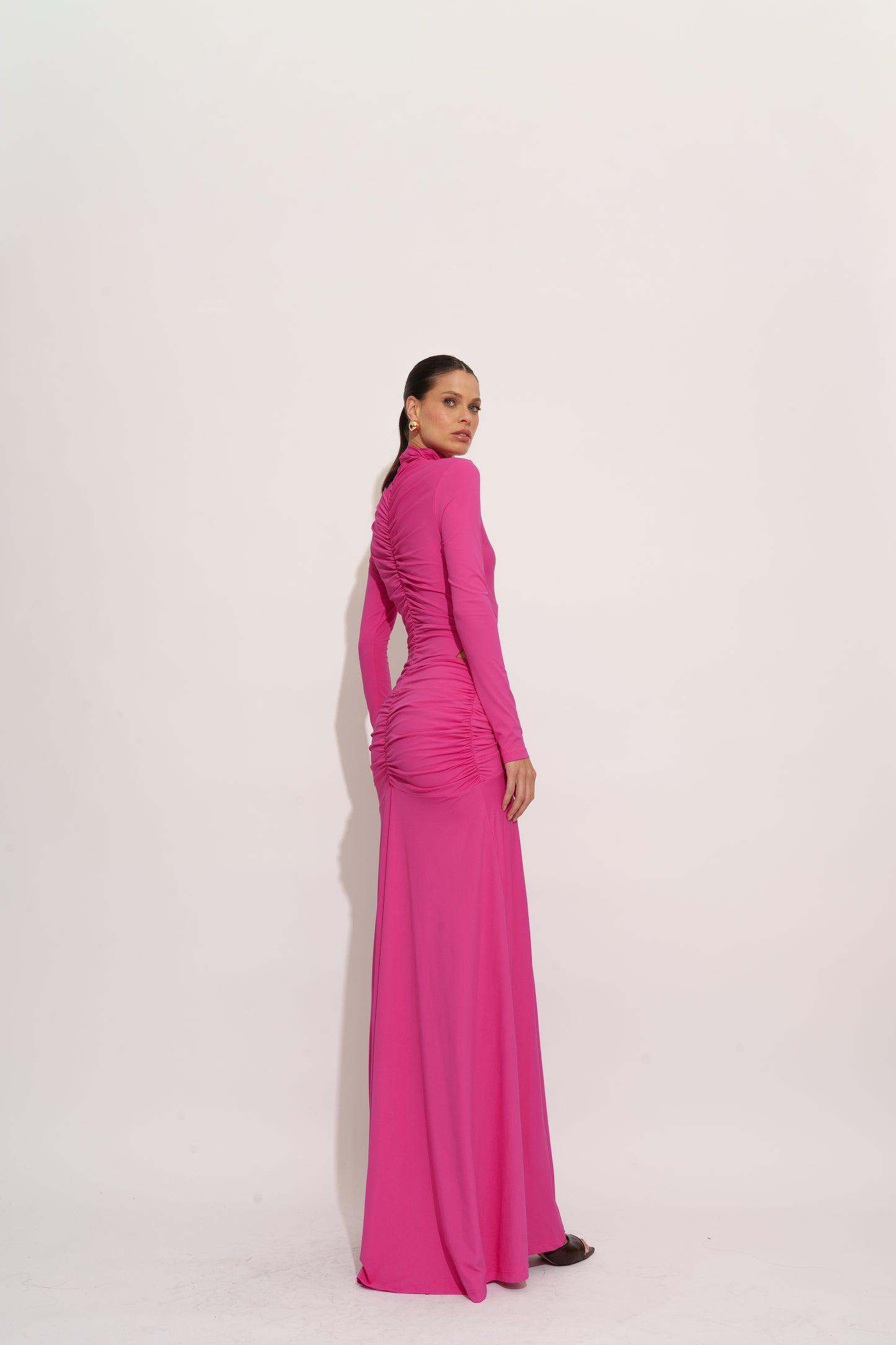 VESTIDO GOLA ALTA DRAPEADO KRONNE