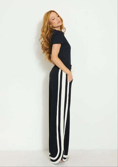 CONJUNTO BABY LOOK SLIM E CALÇA COM RECORTES