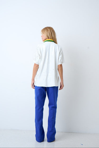 Polo Collar Blouse w/ Rug