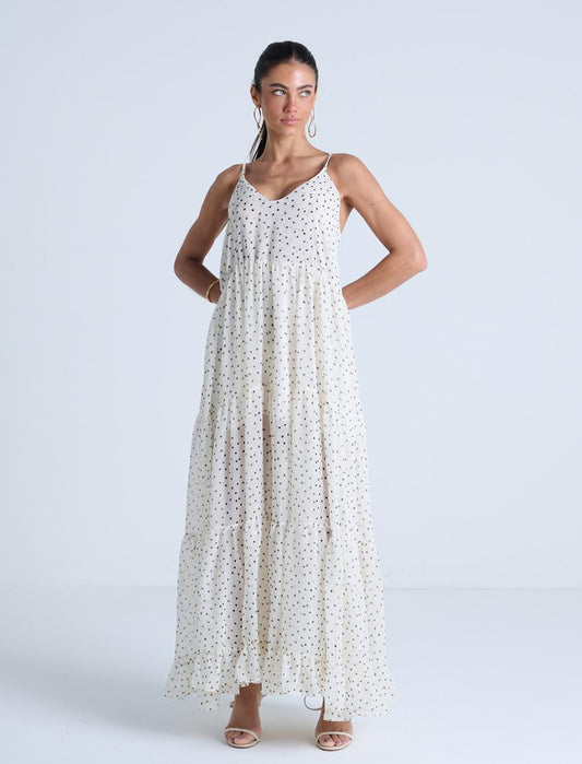 VESTIDO LONGO DE ALÇA DECOTE V POÁ
